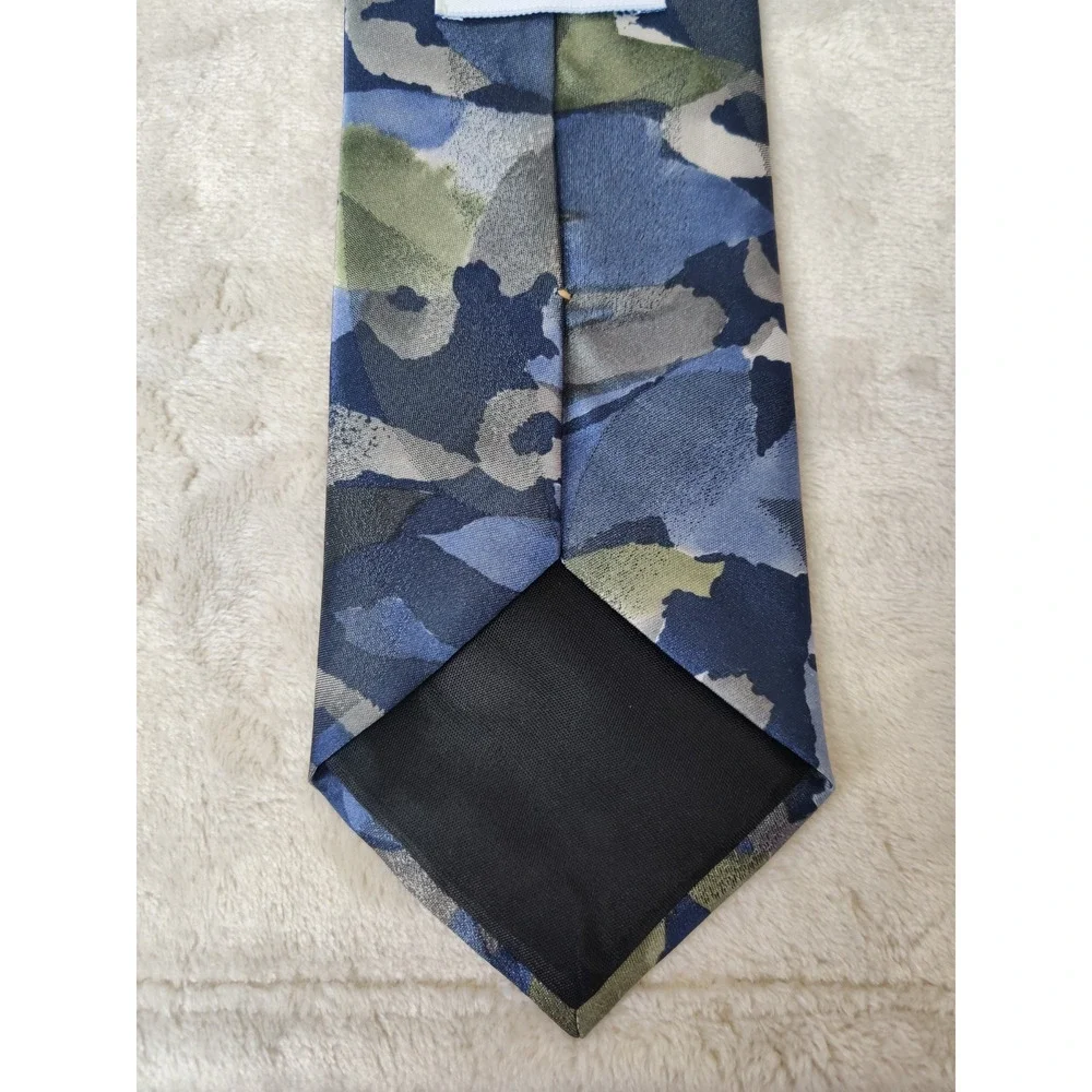 Vintage Oscar De La Renta Tie Abstract Geometric Polyester Silk Blend 4
